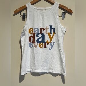 Pact Organic Cotton Earth Day Every Day Graphic Tank Top Sz XS Minimalist Boho